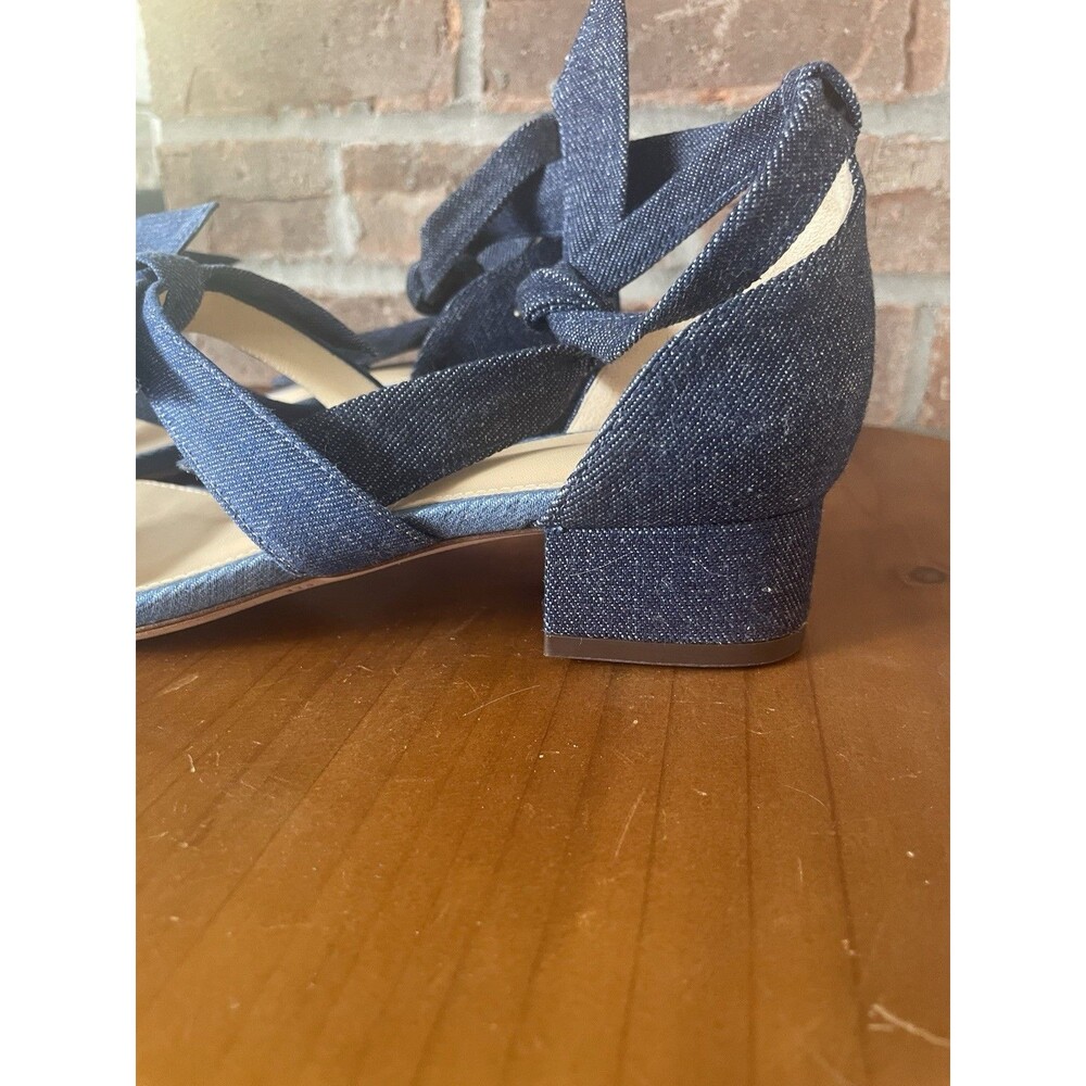 Alexandre Birman Heel Sandals Size 37 Blue Denim Bow Ankle Wrap MSRP $395 - Picture 12 of 13